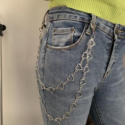 China Trendy Design Fashion Design Gold And Silver Heart Pants Chain Belts Combine Multi Functional Chains Layer Belly Chain for sale