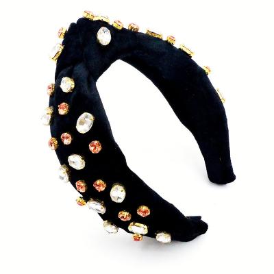 China Fashion Sweet Design Bling Headbands For Woman Crystal Colorful Rhinestone Hand Set Party Headband for sale