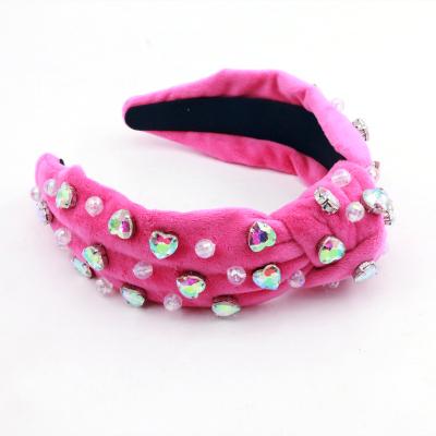 China Designer sexy elegant women Christmas diamond color luxury bling beaded hairy hairy headband for sale