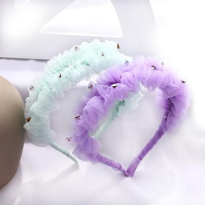 China RTS Woman Boho Lace Scrunchie Rhinestone Headbands For Women Luxury Glitter Tied Headband for sale