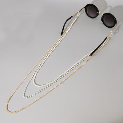 China Designer Stylish Multi Layers Glass RTS Pearl Chain Sunglasses Chains Facemask Chains Necklace Wholesale for sale