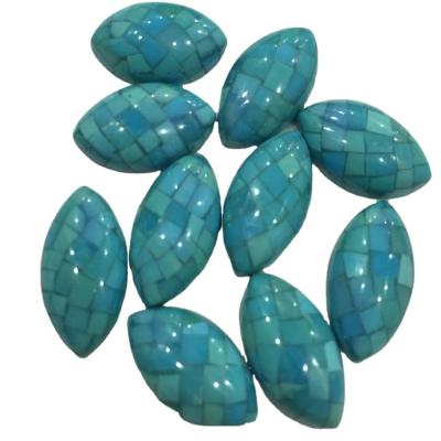 China Color Set or Fire Gemstone Turquoise Mosaic Cabochon Turquoise Blue Cabin Cabochon Vintage Lucite Oval Cabochon for sale