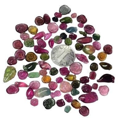 China Cat's Loose Natural Mix Tourmaline Gemstone Carved Animal Beads for sale