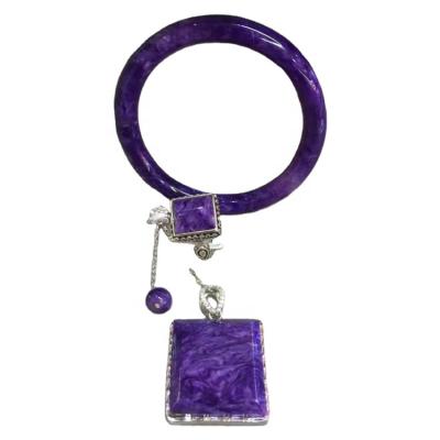 China Ethnic Wholesale Silver Jewelry Charoite Gemstone Pendant for sale