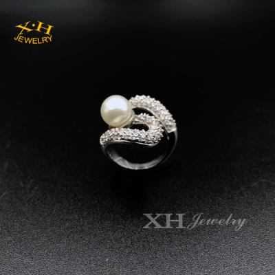 China Fashion Jewelry Brass Ring For Wedding Bridal Engagement CLASSIC Girls Customized Cultured Pearl Ring for sale