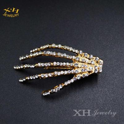 China Fashion Zinc Alloy Personalized Skeleton Hair Clip Fashion Jewelry Hand Bone Hairpin Accessory for sale