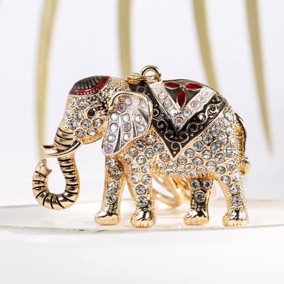 China Wholesale Metal Cute Elephant Zinc Alloy Animal Shape Crystal Rhinestone Keyring Key Chain For Bags Purses Backpacks for sale