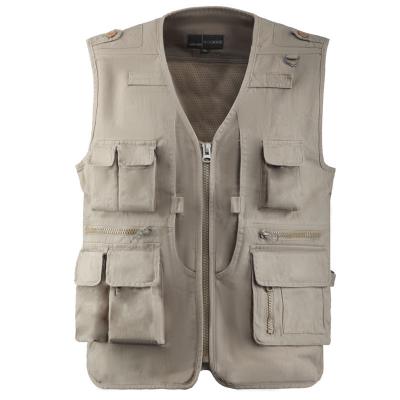 China Net Multi-pocket Anti-Shrink Front And Double Back Mesh Vest Men Fishing Vest Journalist Sleeveless Outdoor Casual Vest for sale