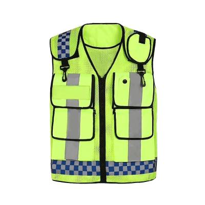 China High Visibility Hi Vis Work Vest Multi Pocket Reflective Personal Safety Vest Construction Tape Water Proof Vest for sale