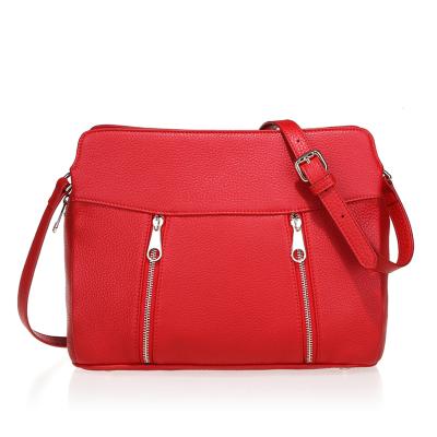 China Lady Wholesale Factory Price Women Bags Red Color Popular Genuine Leather Shoulder Cross - Body Bags for sale