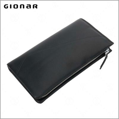 China Men Anti-theft Wallet Wrist Strap Zipper Bi-fold Style Business Leather Purse for sale