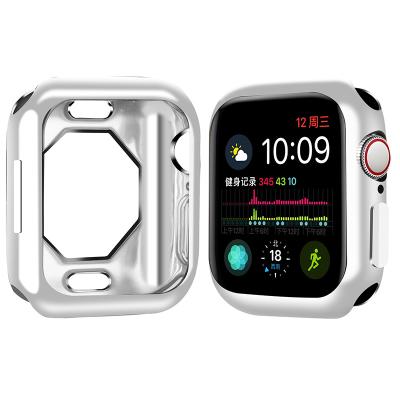 China For Apple Watch 38/40/41/42/44/45mm Best Selling Soft Octagonal TPU Plated All-Around Watch Cases Protective Screen Cover Bumper Shell For Apple Band iWatch Series for sale