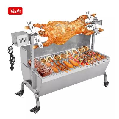 China Easily Assembled Backyard Party Grill Smoker Stainless Steel Rotisserie Charcoal Grill BBQ Lamb Pork BBQ Grills for sale