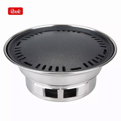 China Easily Assembled Commercial Portable Outdoor Charcoal BBQ Grills Smokeless Round Korean BBQ Tool Stainless Steel BBQ Grill for sale