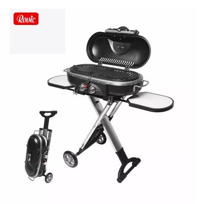 China Easily Assembled Outdoor BBQ Grills Portable Collapsible Gas BBQ Grills Electronic Camping with Trolley for sale