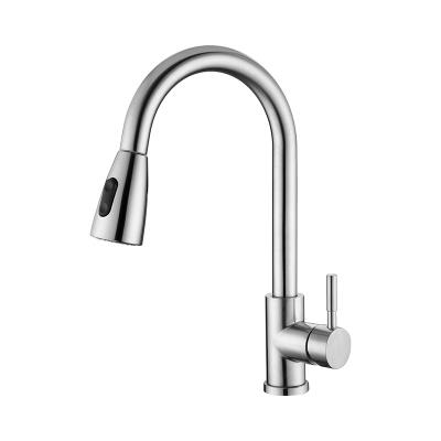 China Brushed Modern Cheaper Price Stainless Steel Deck Mounted Pull Out Kitchen Faucet For Sink for sale