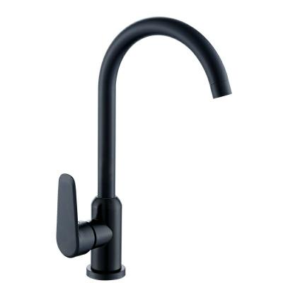 China Modern Stainless Steel Cold Single Handle Matte Black Deck Mounted Hot Water Revolving Kitchen Mixer Tap for sale