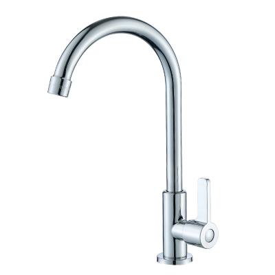 China Wholesale Modern Simply Polished Chrome Sink Silver Faucet Single Cold Water Stainless Steel Kitchen Faucet for sale