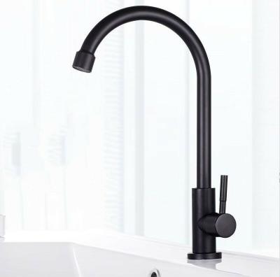 China Amazon Matte Black Stainless Steel 360 Rotation Kitchen Water Faucet Sink Mixer Kitchen Modern Hot Selling Single Cold Faucet for sale