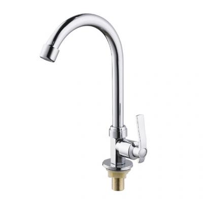 China Peru Brazil Hot Selling Cheap Faucets Cold Water Single High-Arc Metered Zinc Alloy Deck Mounted Chrome Kitchen Faucet Sink Faucet for sale