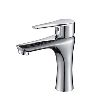 China Modern Cheap Modern Brass Single Lever Platform Mounted Bathroom Basin Faucet Mixer Basin Faucet Hot Cold Project for sale