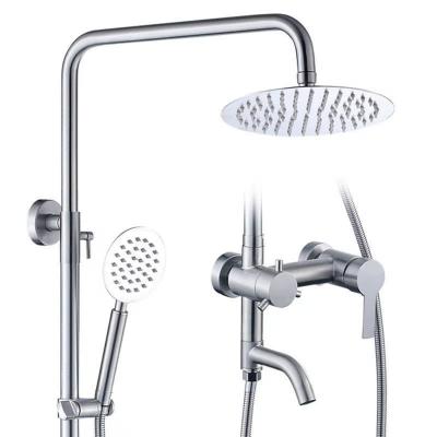 China With slide bar factory direct triple function outlet around overhead shower and hand shower stainless steel shower set on sale for sale