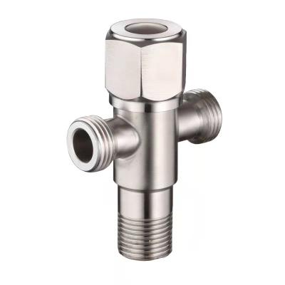 China Modern High Quality SUS 304 Three Way Angle Stop Valve Bathroom Toilet Faucet Mixer Control Angle Valve for sale