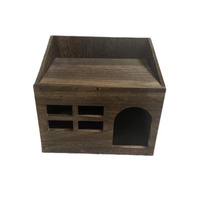 China Breathable Solid Wood Kennel Pet Supplies Removable Top Storage Wooden Cat Kennel for sale