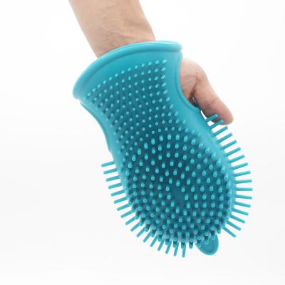 China Sustainably Soothe Massage Rubber Dog Foot Comb Soft Silicone Pet Bath Cleaning Brush for sale