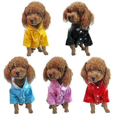 China Fashion PU Reflective Brand Stocked Dog Rain Hooded Waterproof Jackets Breathable Clothes For Puppies for sale