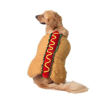 China New Viable Burger Hot Dog Costume Halloween Dress Up Mustard For Small Dog Pet Clothes for sale