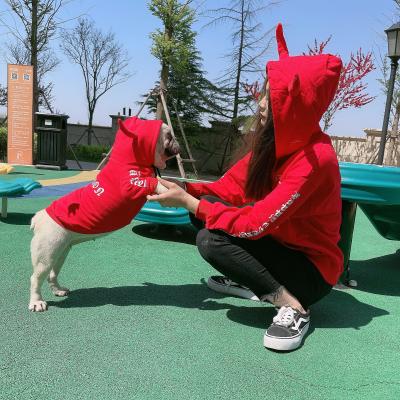 China Fashion Sustainable Family Clothes Hoodies With Ox Horn For Parent And Dogs Cats New Look Black Red White Sweatshirt for sale