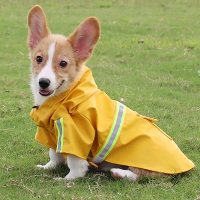 China Sustainable Dogs Raincoat With Reflective Hat In The Night PU Leather Raincoat Clothes Hoodies For Dogs for sale