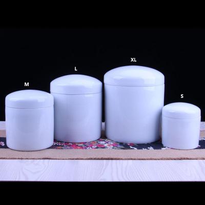 China Ceramic Sealed Jar Stocked Columbarium Burial Supplies Pure White Storage Vessel Pet Urn for sale