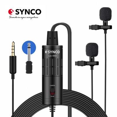 China Main Lavalier Microphone Synco Lav-S6D Condenser Dual Lavalier Microphone For Cameras Phones for sale