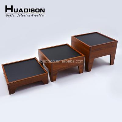 China Huadison Sapele Wooden Cake Stand 3 Tier Acrylic Acrylic Wedding Cake Stands Wooden Cup Cake Stand India for sale