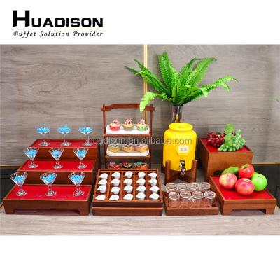 China Sustainable high quality Huadison Dubai decorations dessert display stand buffet bread cupcake stand set for hotel and restaurant for sale