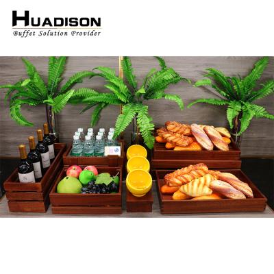 China Home.Restaurant.Bar.Hotel.Wedding Huadison Banquet Buffet Vintage Buffet Storage Baskets Sapele Wooden Bread Basket Commercial Set for sale