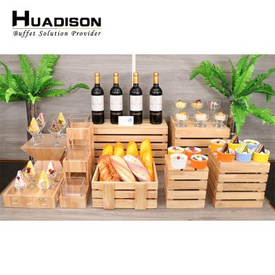 China Home.Restaurant.Bar.Hotel.Wedding Huadison Huadison Hotel Food Display Risers Oak Wooden Display Buffet Tea Party Cake Stand for sale