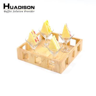 China Hot Selling Home.Restaurant.Bar.Hotel.Wedding Huadison Wedding Banquet Bread Basket Side Cavity Design Wooden Bread Baskets For Cupcake Bread for sale