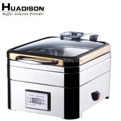 China Wedding Caterers & canteens & restaurants & High Quality Hotels Huadison Buffet Hotel Restaurant Gold Edge Chafing Dish With Visible Lid for sale