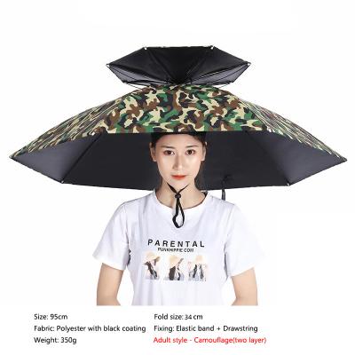 China Sun Modern Black Promotional Main Drawstring Hat Travel Fishing Coating Outdoor Umbrella for sale