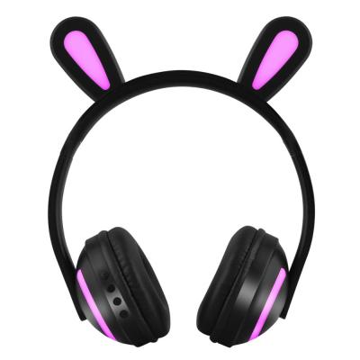 China Headband Novel Products Color Changing LED Light Rabbit Ear Wireless Headphones for sale