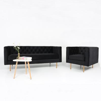 China Sectional Chesterfield Velvet Sofa Modern Home Furniture Black Velvet Sofa Canape for sale