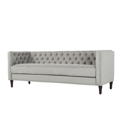 China Light Gray Chesterfield SOFA Modern Home Furniture Fabric 3 Seat Tufted Chesterfield Sofa for sale