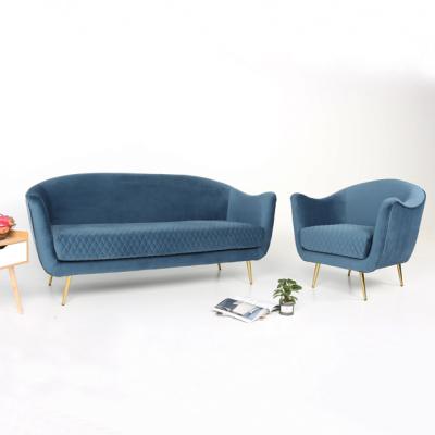 China Sectional Furniture 321 Sofa Set Sofa Velvet Living Room Sofa Modern Latest Design Blue for sale