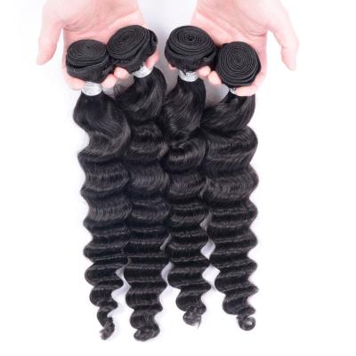 China 100% Virgin Hair Bundles 100 Raw Natural Remy Hair None Chemical Processing 100% Indian Human Hair, Lose Deep, Black Color, Any Color for sale