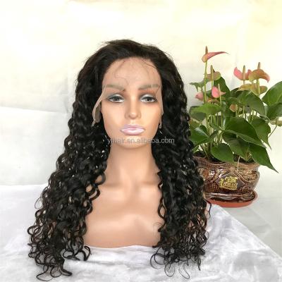 China 100% virgin hair 100% cuticle lined virgin human hair water wave thick bottom full lace frontal wig best selling for sale