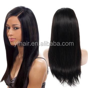 China YFhair Direct Selling 150% Density Silky Straight Luxury Lace Front Human Hair Wave Front Wig, Natural Black Color For Black Women for sale