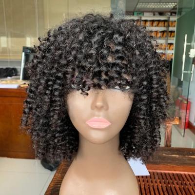 China Sale Curly Curly Wig Lace Up Uncurly Curly With Bang Hair for sale